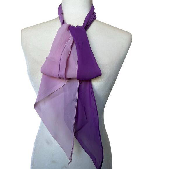 SCARF purple to pink thin silk? 9" x 68" small flaw see pictures - Picture 1 of 6